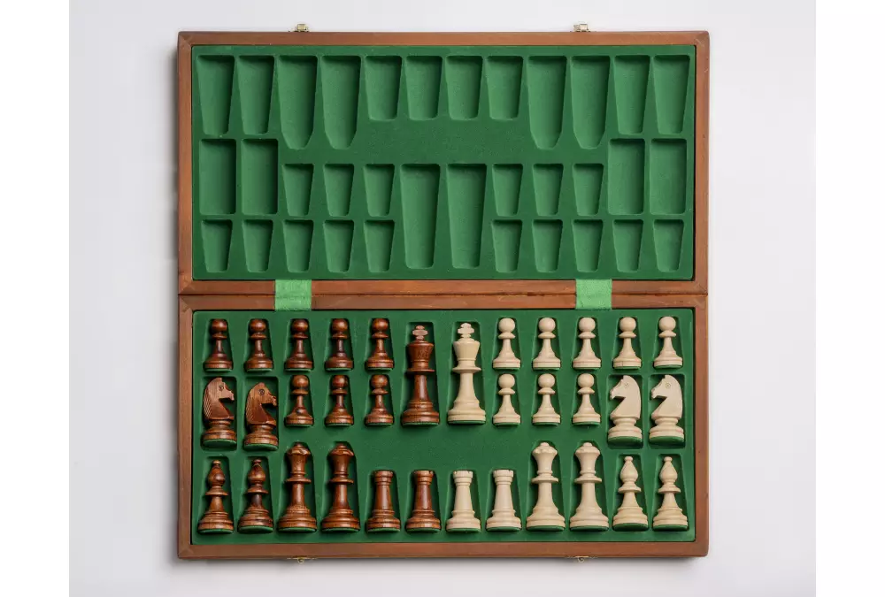 Składana kasetka szachowa z miejscem do przechowywania figur (pole 40 mm)